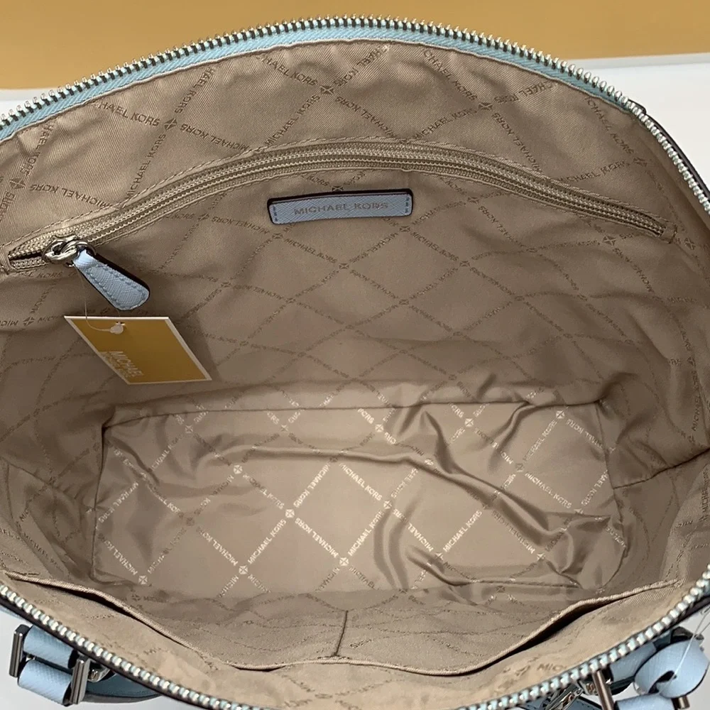 MICHAEL KORS CHARLOTTE LARGE TOP ZIP TOTE VISTA BLUE COLOR - Picture 11 of 15